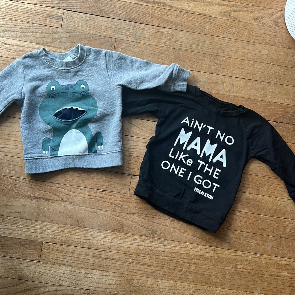Too long sleeve toddler crewnecks. 18-24mo